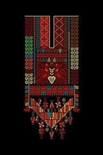 Embroidery vector Tatreez template, Palestinian fashion neck ornament