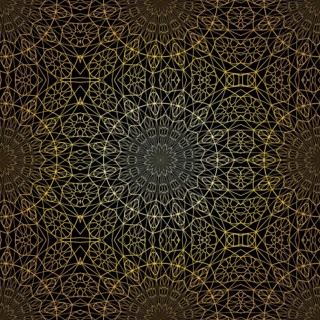 Geometric gold lace seamless pattern. Arabic tile lattice vector background.
