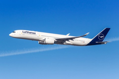 A Lufthansa Airbus A350-900 aircraft with the registration D-AIXC at the airport in Munich,
