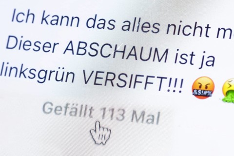 Symbolic photo on the topic of hate comments in social networks. A comment on Instagram says