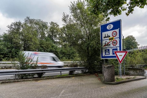 The border crossing Straelen, between Germany and the Netherlands, motorway A40 and A67 in NL,
