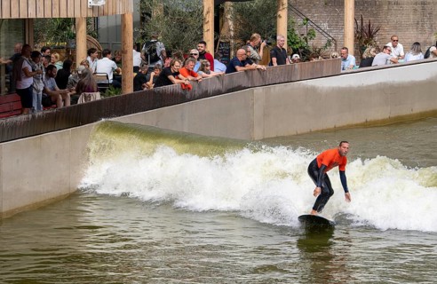 Surfing facility in the city centre of Rotterdam, Rif010, supposedly the world's first wave