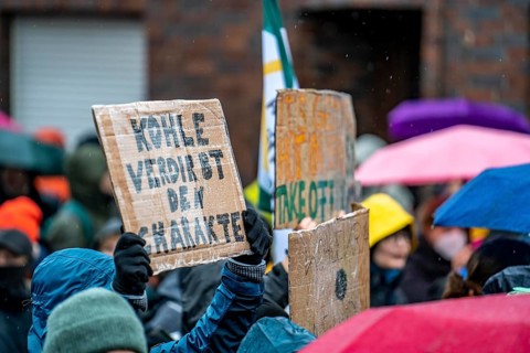 Demonstration against the demolition of the lignite village of Lützerath, from the village of