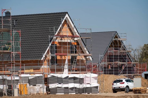 New development area, Am Schwan, in Wesel, where 70 detached and semi-detached houses are being