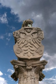 Lion fountain from the Renaissance period 1557, the lion holds a shield with the double-headed