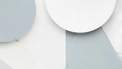 Minimalist composition of overlapping geometric shapes with clean lines and muted soft pastel