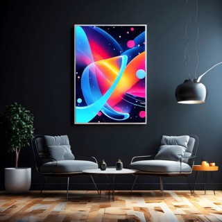 Minimalist illustration featuring abstract shapes in neon colors to convey fun and ease, AI