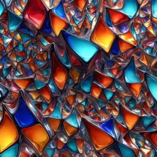 3d rendering of vibrant colored abstract changing glass design in an ornament structure, AI