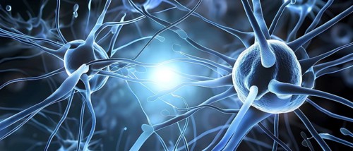 Visualization of neurons firing neurotransmitters in the synaptic gap, AI generated