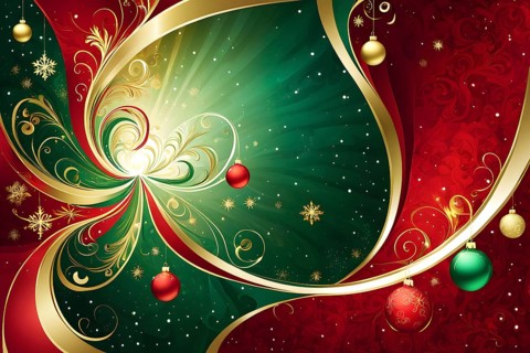 Abstract wallpaper illustration of Christmas symbols for gift cards, swirling shapes and lines, in