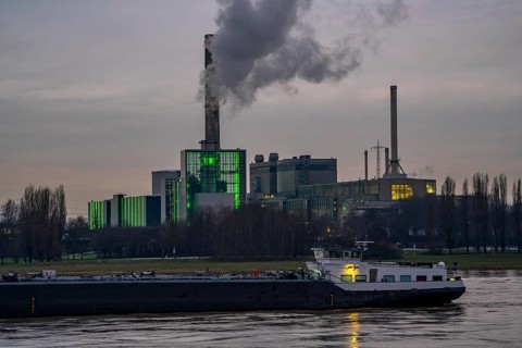The Lausward combined heat and power plant in Düsseldorf, gas and steam turbine power plant,