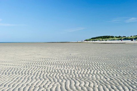 White beach at low tide, Föhr, North Frisian Islands, North Frisia, Schleswig-Holstein, Germany,
