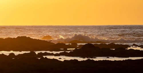 Evening mood, Marino Ballena National Park, coast with waves, South Pacific Ocean, Puntarenas