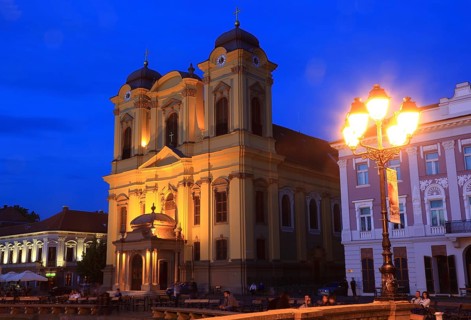 Banat, Timisoara, Timisoara, Old Town, Catholic Cathedral at Piata Unirii, Unification Square,