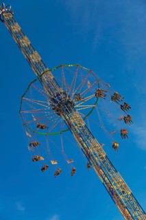 Kettenflieger Bayern Tower, chain carousel in motion, Oktoberfest, Festwiese, Theresienwiese,