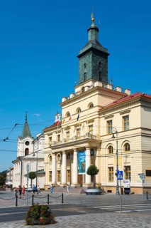 Classicist town hall with magnificent tower and columns, Town hall, Lublin, Poland, Europe