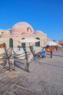 View of the old Venetian Harbour, Chania, Crete, Greek Islands, Greece, Europe