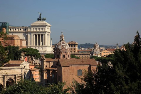 View from Monte Palatino, Palatine Hill, of the historic centre of Rome, Italy, Europe