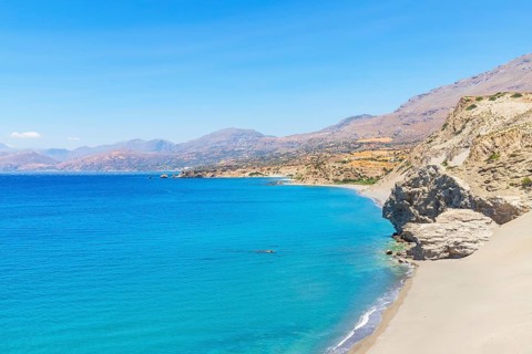 View of Agios Pavlos beach and coastline, Agios Pavlos, Southern Crete, Crete, Greek Islands,