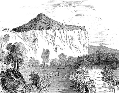 Rock formation Doberschauer Schanze near Bautzen on the Main Spree, Saxon Lusatia, steep slope,
