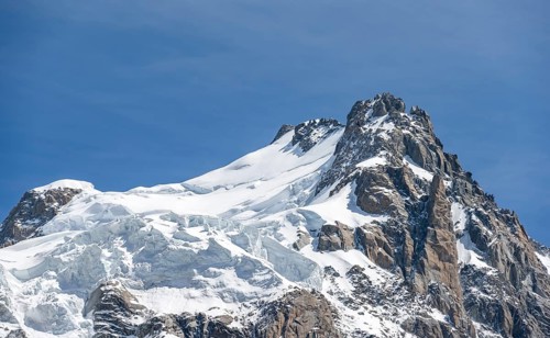 High alpine mountain landscape, summit of Mont Maudit, Chamonix, Haute-Savoie, France, Europe