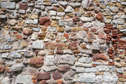 Wall stones with different types of stone, full-size, Staufen Castle ruins, Staufen im Breisgau,