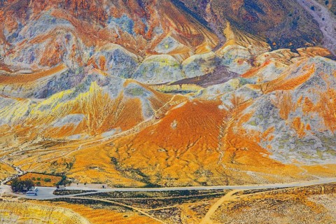 Nisyros volcano, high anlgle view, Nisyros Island, Dodecanese Islands, Greece, Europe