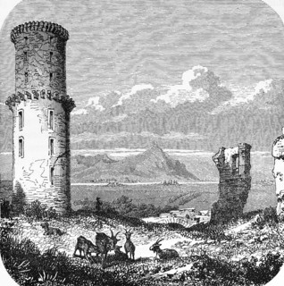Bad Godesberg, ruins of Godesberg Castle with the Siebengebirge, round tower, low mountain range,