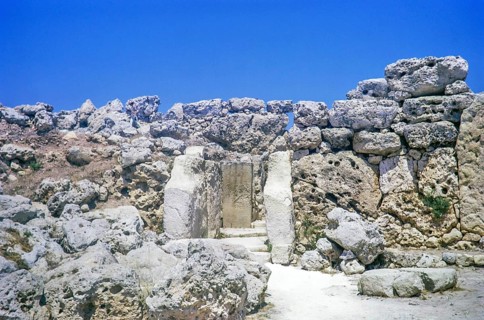 Prehistoric neolithic archaeological site, megalithic temple complex, Ggantija, Gozo, Malta, Europe