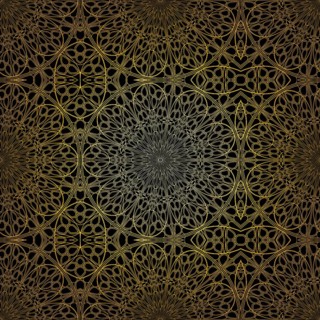 Geometric gold lace seamless pattern. Arabic tile lattice vector background.