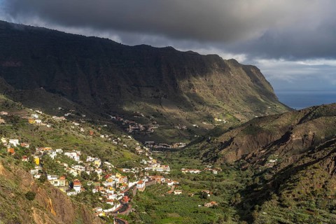 Landscape in the valley of Hermigua, La Gomera, Canary Islands, Spain, Europe