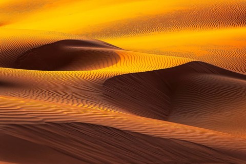 Wind-sculpted sand structure in the Rub al Khali desert, Dhofar province, Arabian Peninsula,