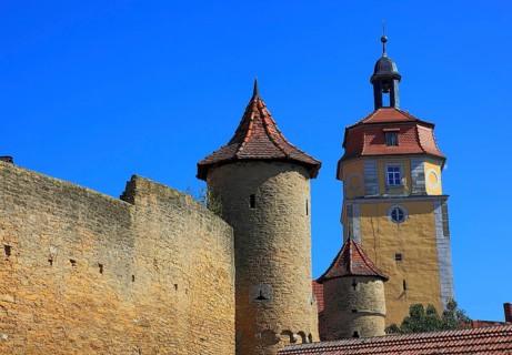 Part of the old town wall and towers, Mainbernheim, Lower Franconia, Germany, Europe