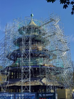 Restoration, Chinese Tower, Munich, Bavaria, Germany, Europe
