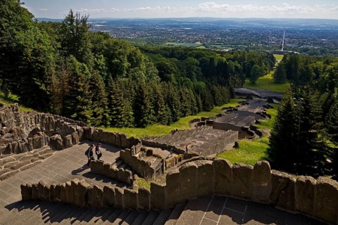 Bergpark Wilhelmshöhe with the view across the central park axis to Kassel, UNESCO World Heritage