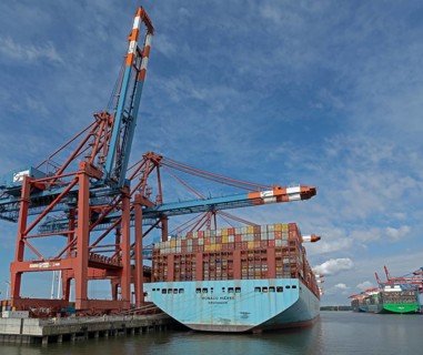 Container terminals Eurogate and Burchardkai, Photomerge, Waltershof, Hamburg, Germany, Europe