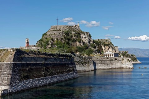 Old Venetian Fortress, Martinengo Bastion and St. George Church, Corfu Town, Kerkira or Kerkyra,