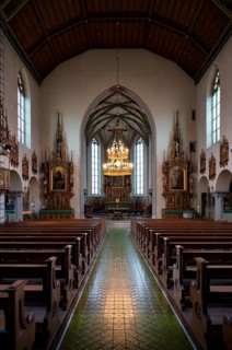 Interior photograph of nave, altar and apse, St. John's parish church, Rapperswil-Jona, Canton St.