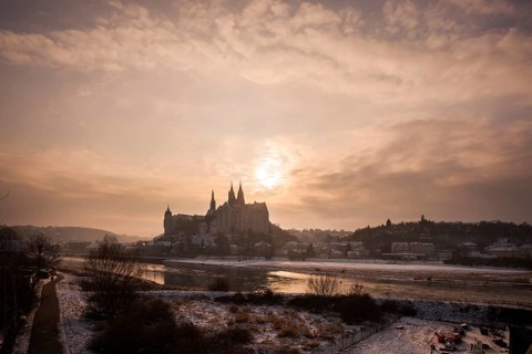 Winter atmosphere in Meissen with Albrechtsburg Castle
