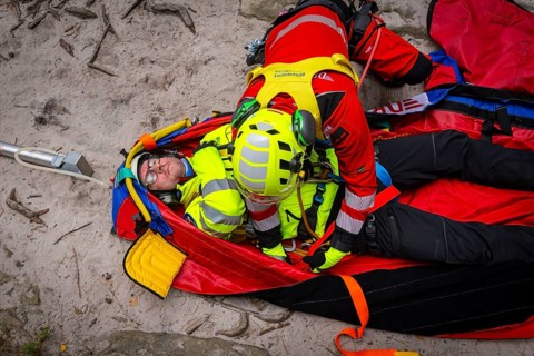 Winch rescue training of the rescue helicopter, Christoph 62, on the occasion of the 50th