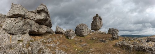Strangely shaped rocks in the chaos of Nimes le Vieux in the Cevennes National Park. Unesco World