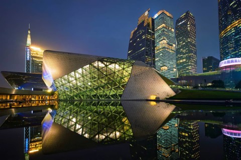 GUANGZHOU, CHINA, APRIL 27, 2018: Guangzhou Opera House designed by famous Iraqi architect