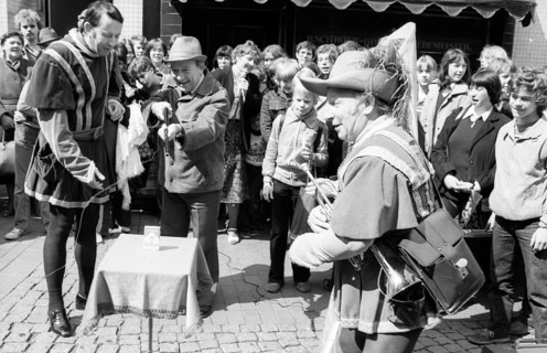 Artists from France performed at a street festival on 09.05.1980 in Dortmund-Hoerde, Germany, as