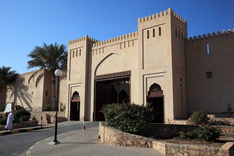 Entrance gate of Nizwa Fort. Nizwa is the centre of the Omani heartland. The oasis city lies on the