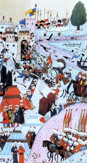 The Battle of Belgrade, Turkish attack led by Suleyman I, in the centre of the picture, wearing a
