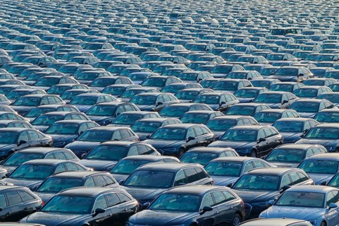 Large number of cars on assembly point, brand Audi, Germany, Europe