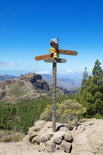 Signpost in Parque Rural del Nublo, Las Palmas Province, Gran Canaria, Canary Islands, Spain,
