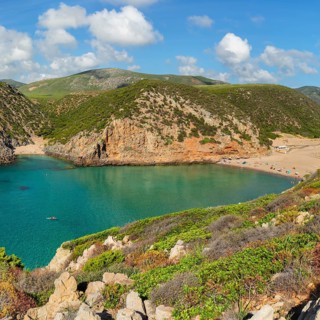 Beaches in Cala Domestica, Buggeru, Costa Verde, Sulcis Iglesiente, Sardinia, Italy, Buggerru,