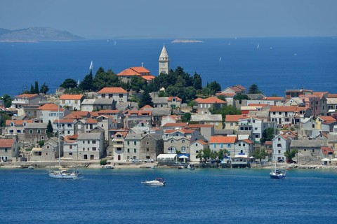 The historic centre of Primosten, Adriatic Sea, Šibenik-Knin, Dalmatia, Croatia, Europe