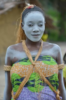 Sick woman during a healing dance, healing ceremony, Nkala, Bandundu Province, Democratic Republic